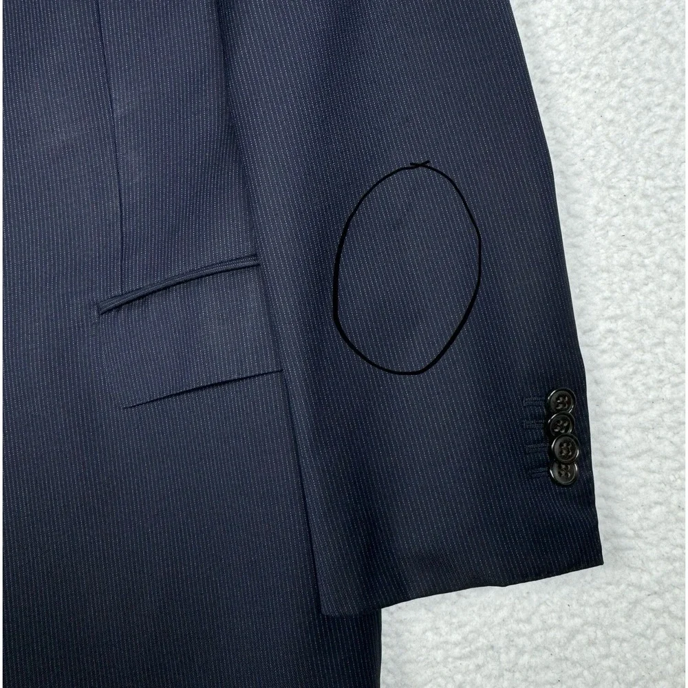 SUITSUPPLY Pure Wool Super 110's Blazer Jacket - Navy Blue Striped -UK 38 EUR 48